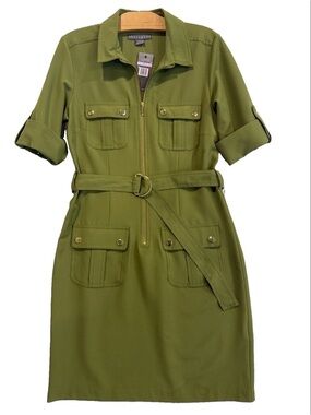 Sharagano NWT Olive Green Utility Shirt Dress
